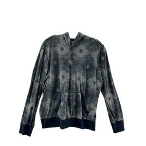 American Eagle Hooded Pullover Shirt Mens Small Southwest Print Grey Charcoal